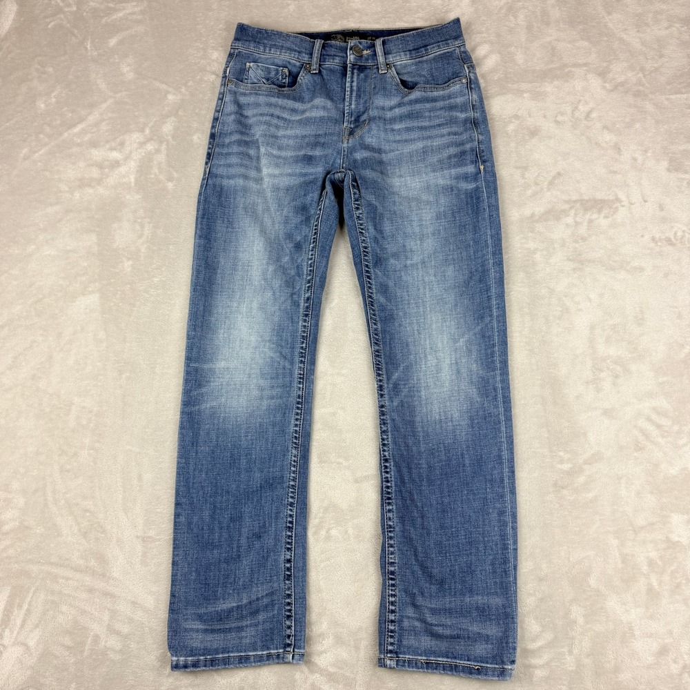 Seeded & Sewn Jordan Jeans Men 28x30 (Fit 30x30) Blue Whiskered Straight Stretch